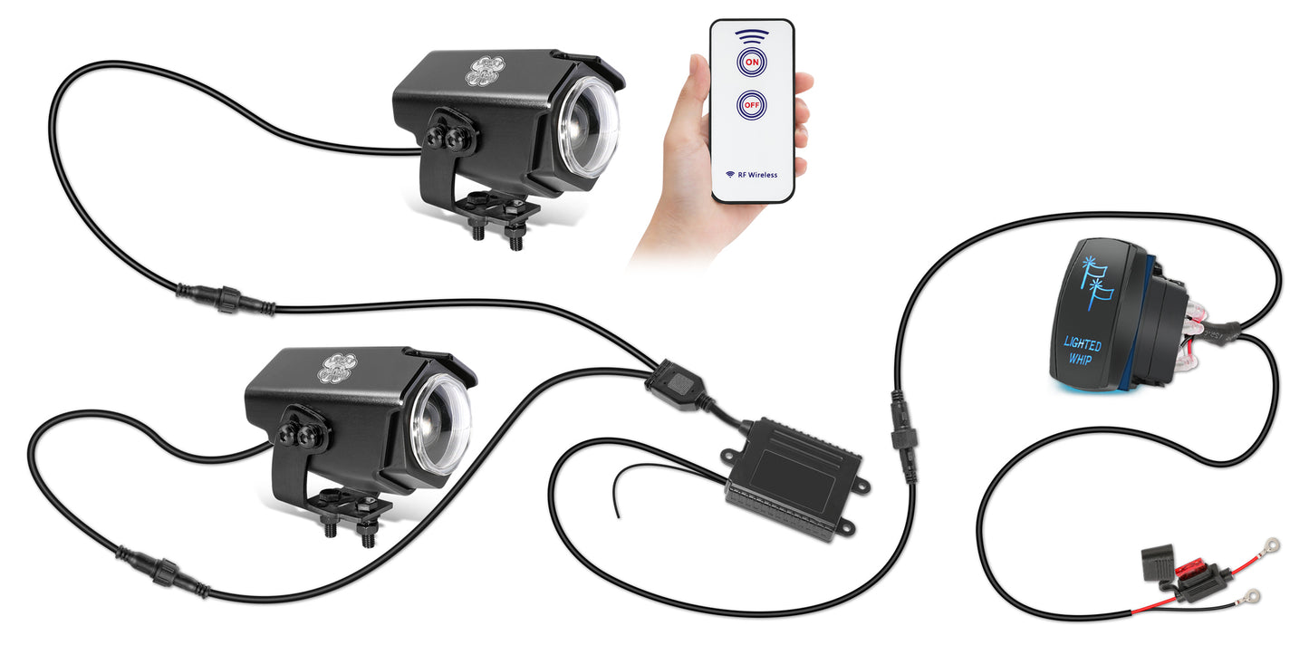 Lucky Whips RGB laser whips with vibrant colors and flexible handles, perfect for light shows and performances.