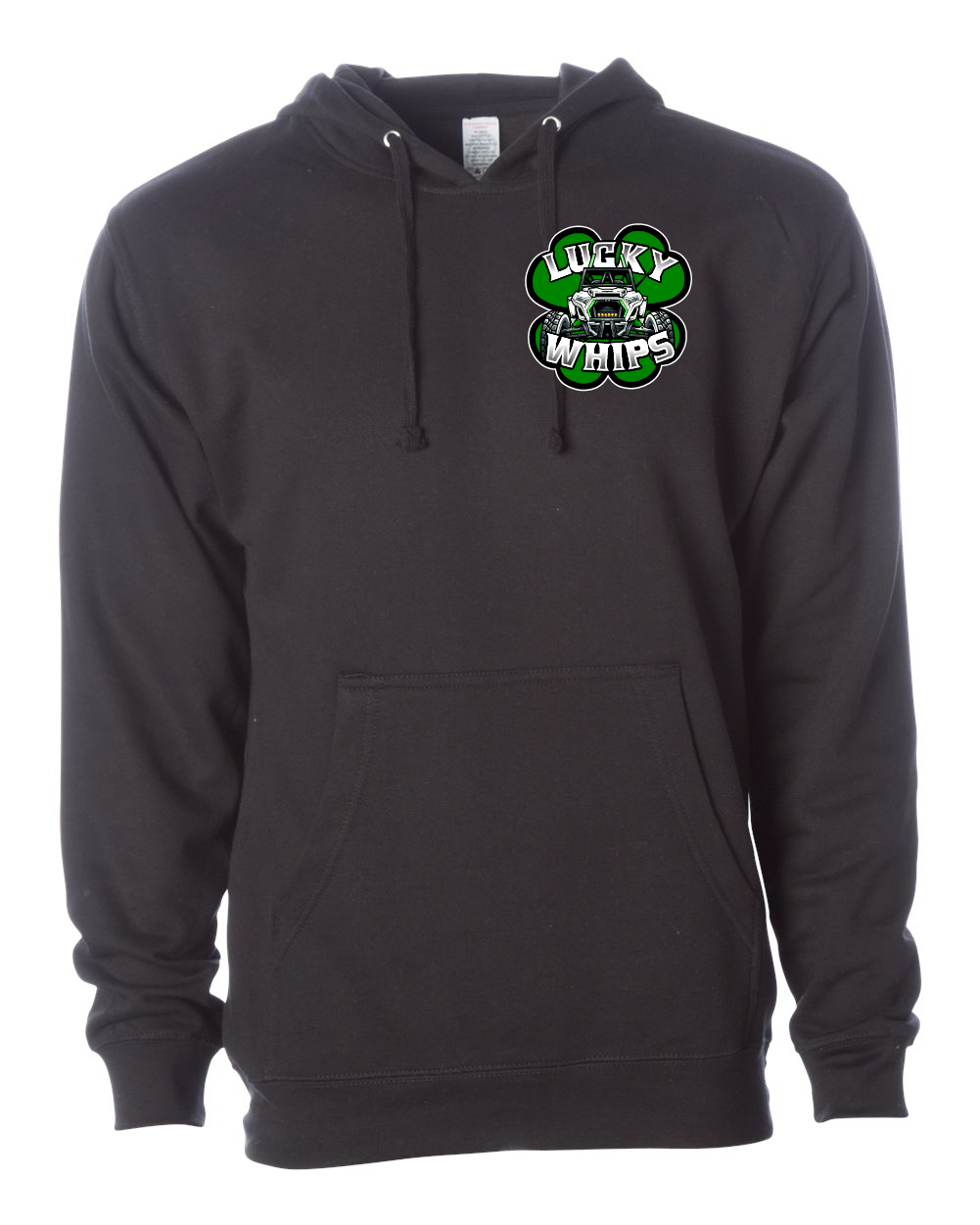 Lucky Whips hoodie sweater featuring a cozy, casual design with a front pocket and adjustable drawstrings, perfect for everyday wear.
