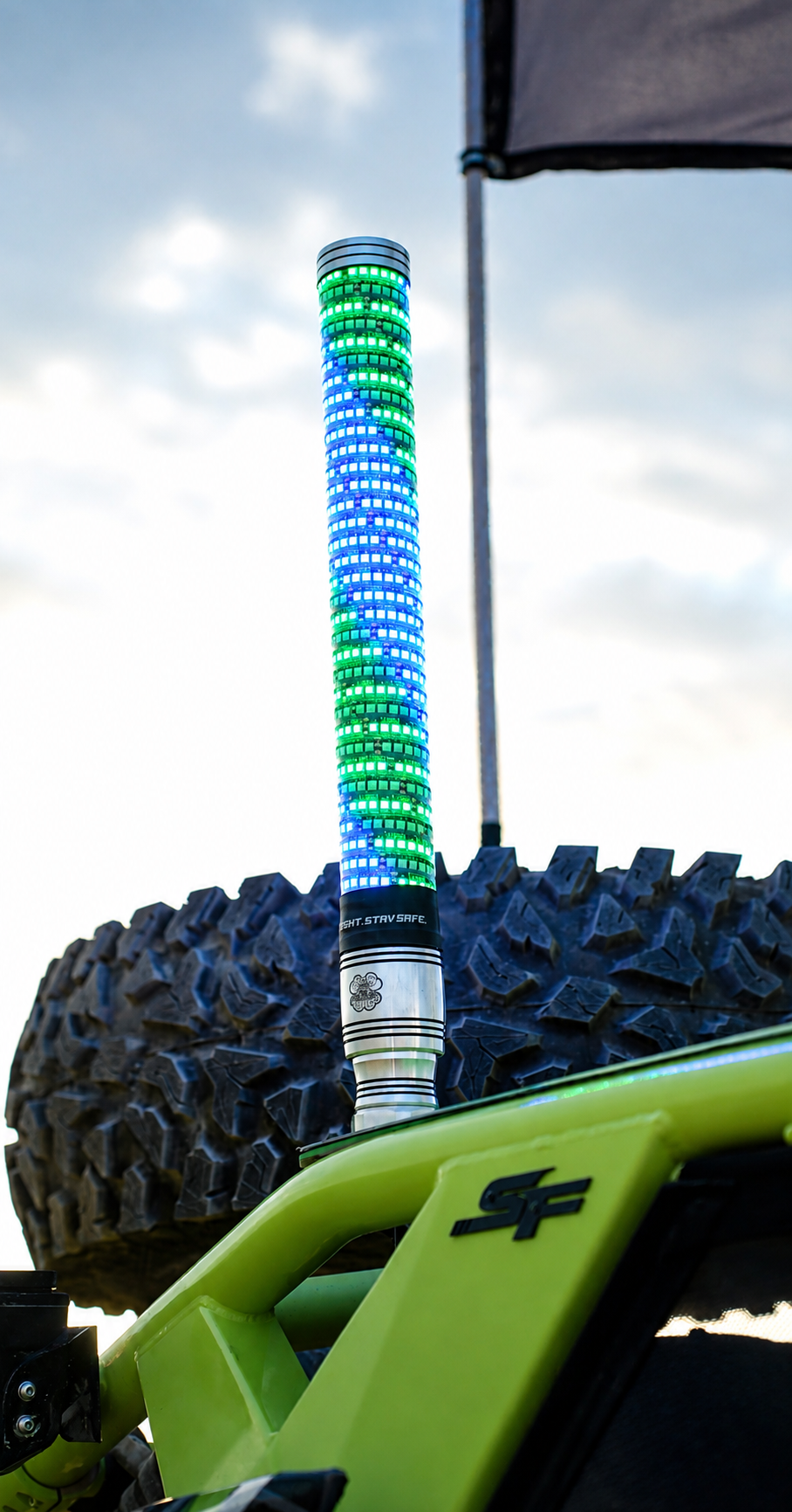 Lucky Whips XTREME 2.0 FAT WHIPS LED whip, 2-foot flexible light-up whip for vehicles or displays.