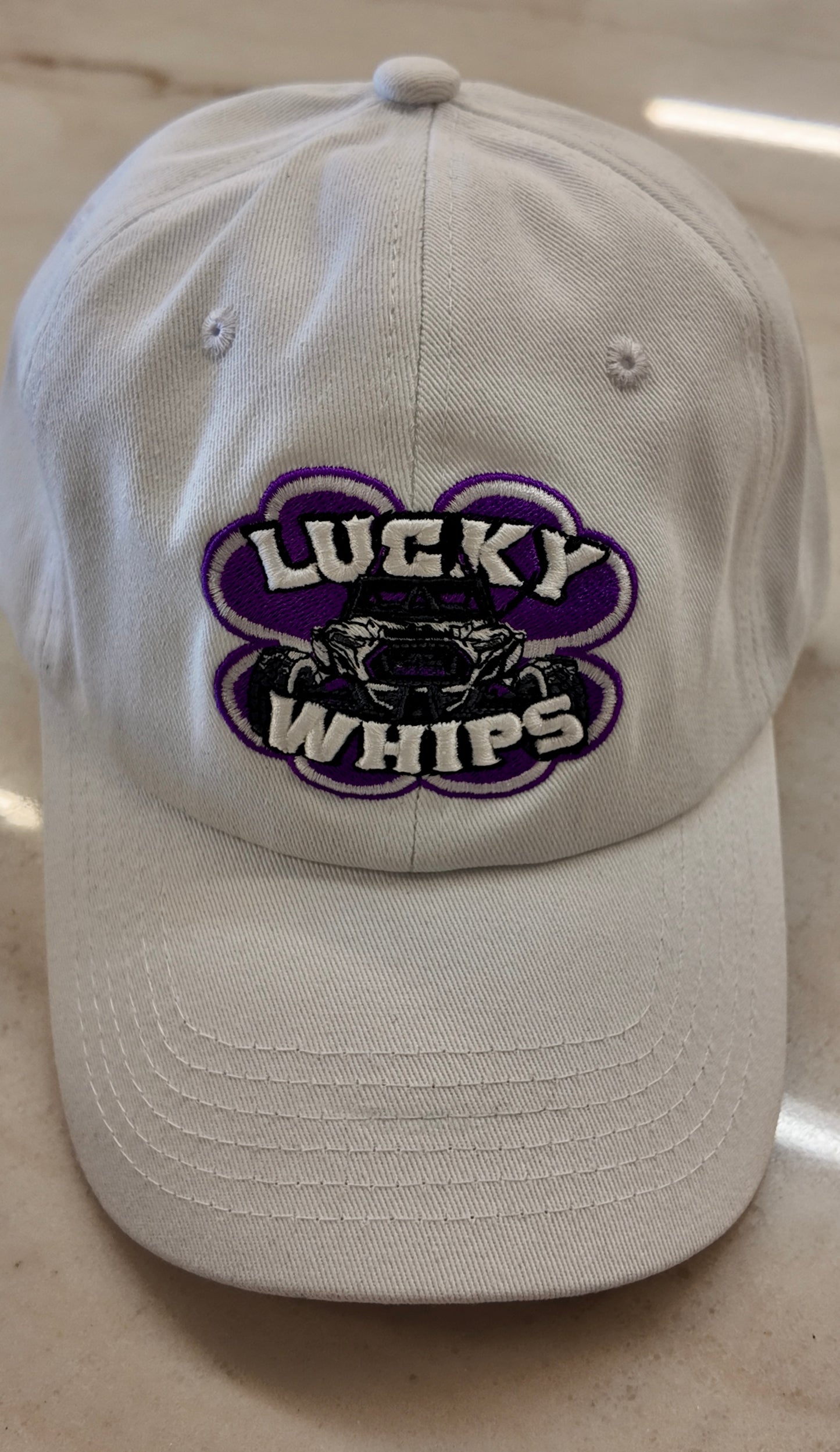 White Dad Hat- Purple Logo