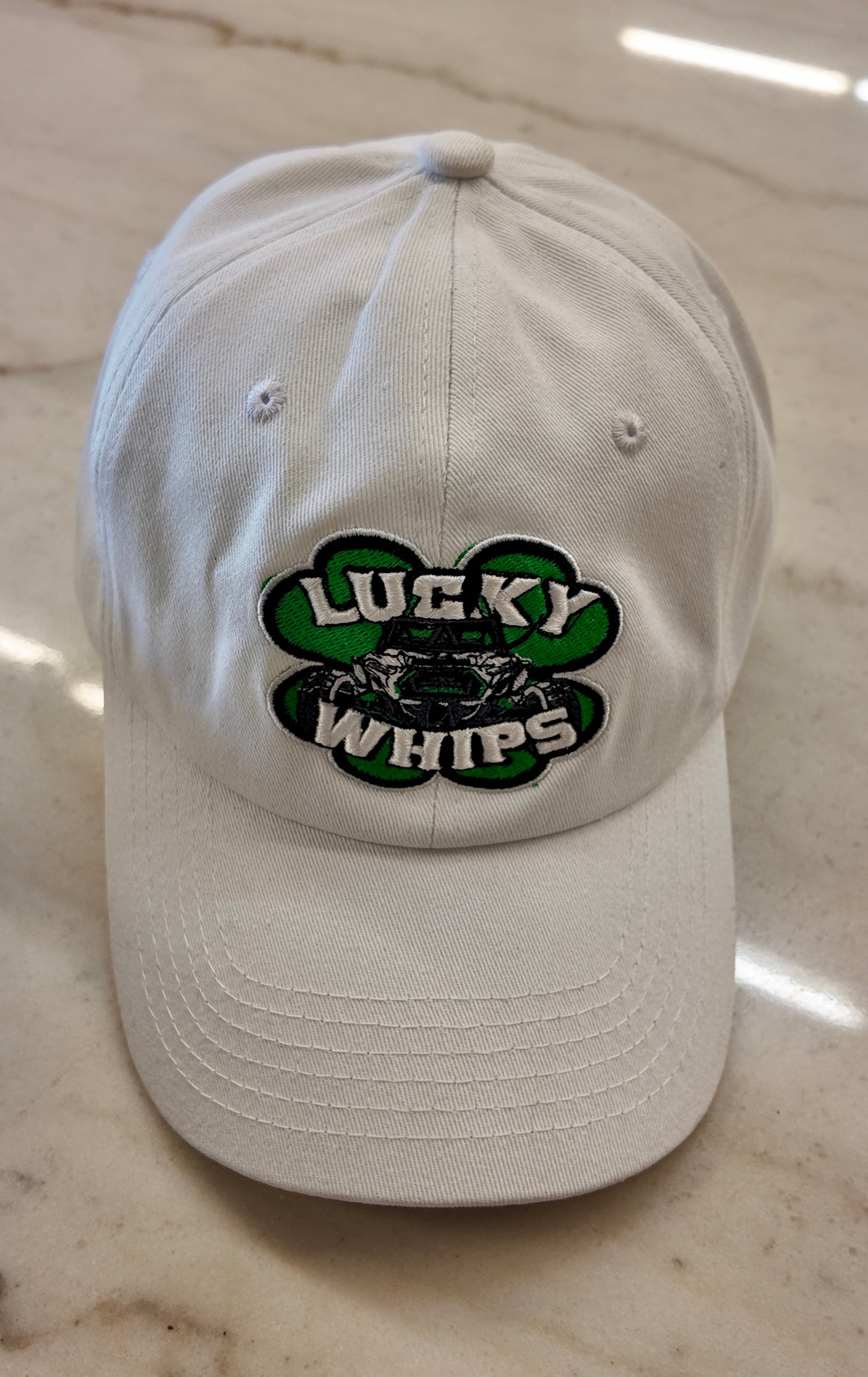 White Dad Hat- Green Logo