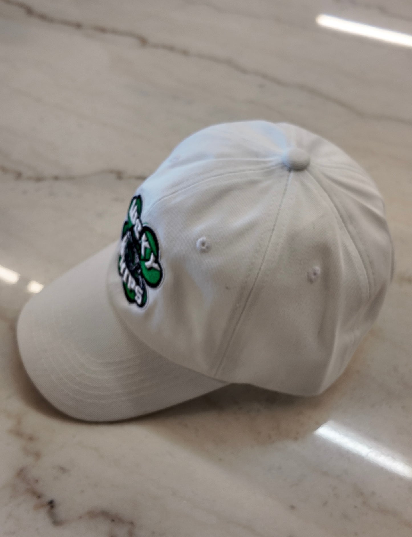 White Dad Hat- Green Logo