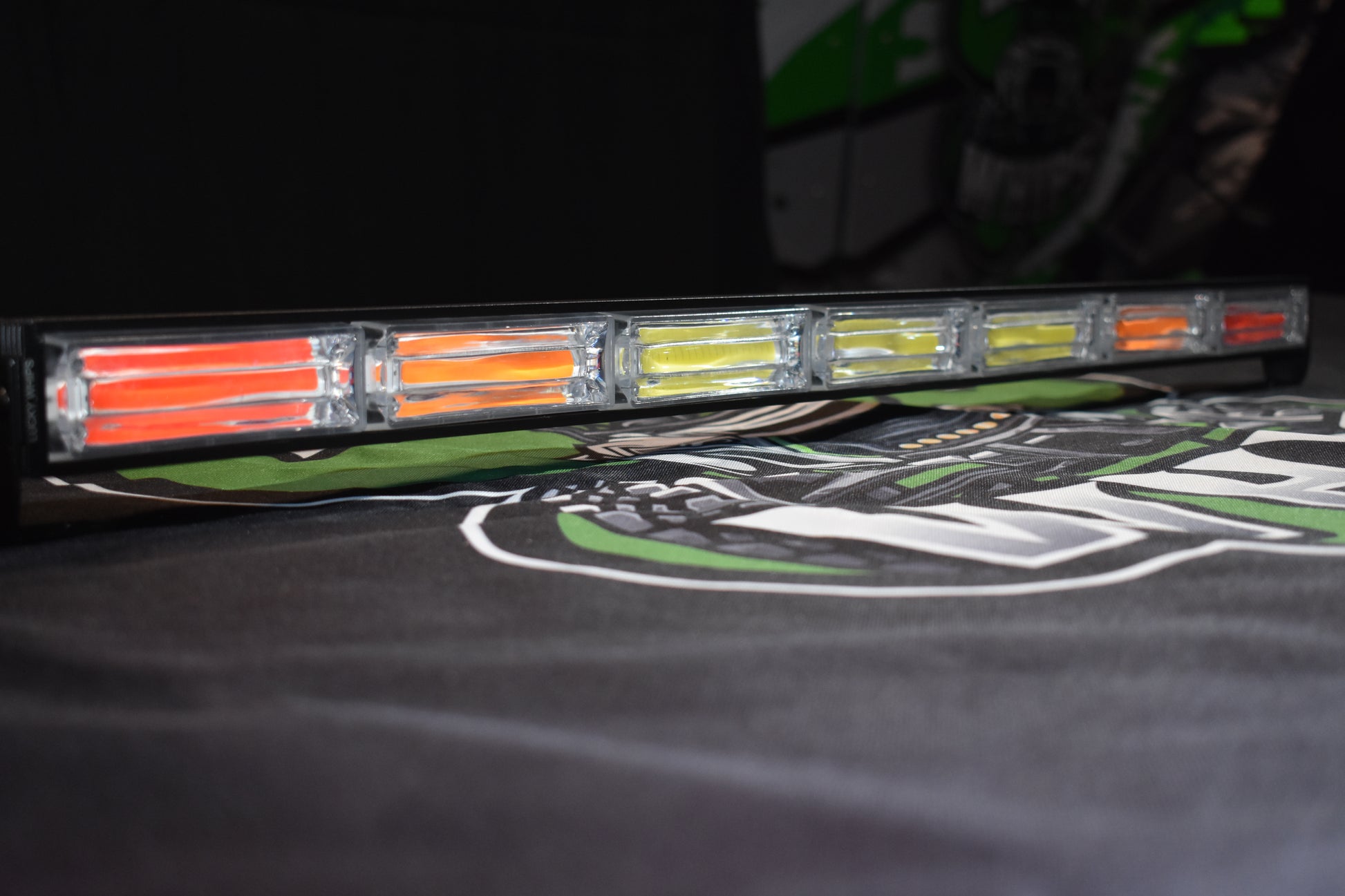 Lucky Whips COB chase light with multiple colorful LED lights in a sleek design, ideal for decorative lighting.