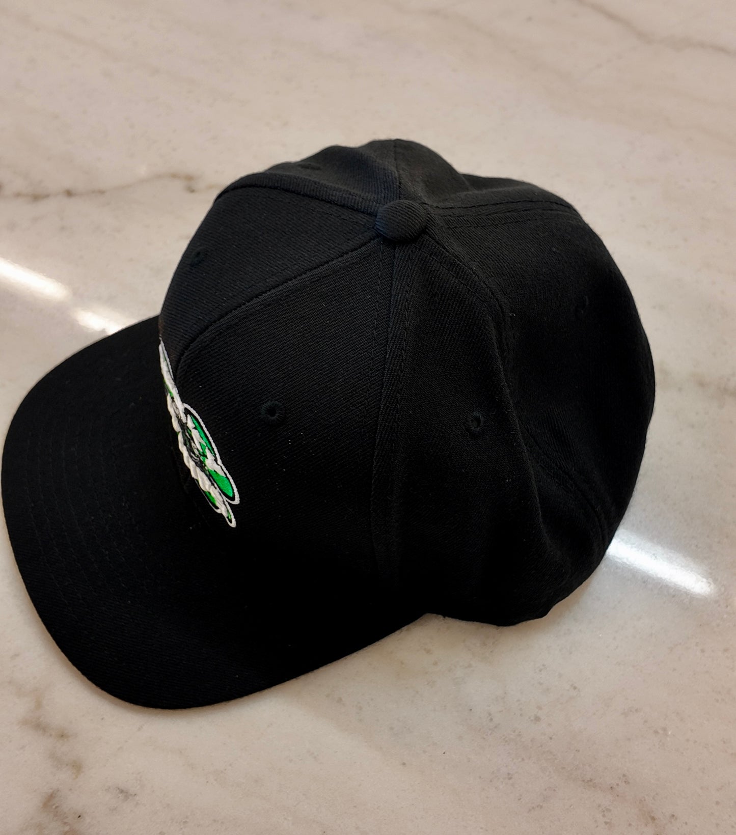 Classic flat bill hat by Lucky Whips displayed with a sleek design and structured cap shape.