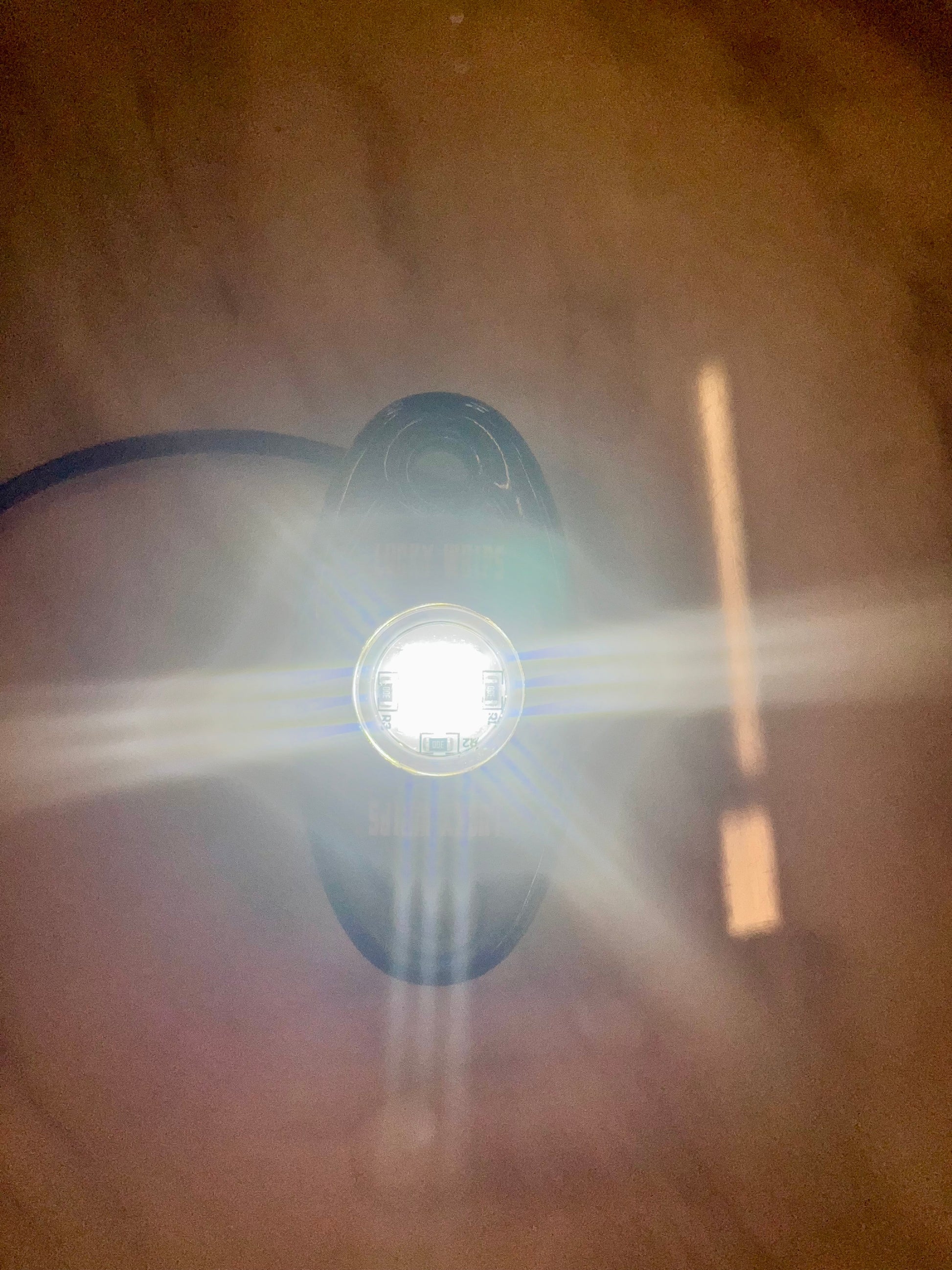 White Lucky Whips dome lights with a sleek design, perfect for illuminating indoor or outdoor spaces.