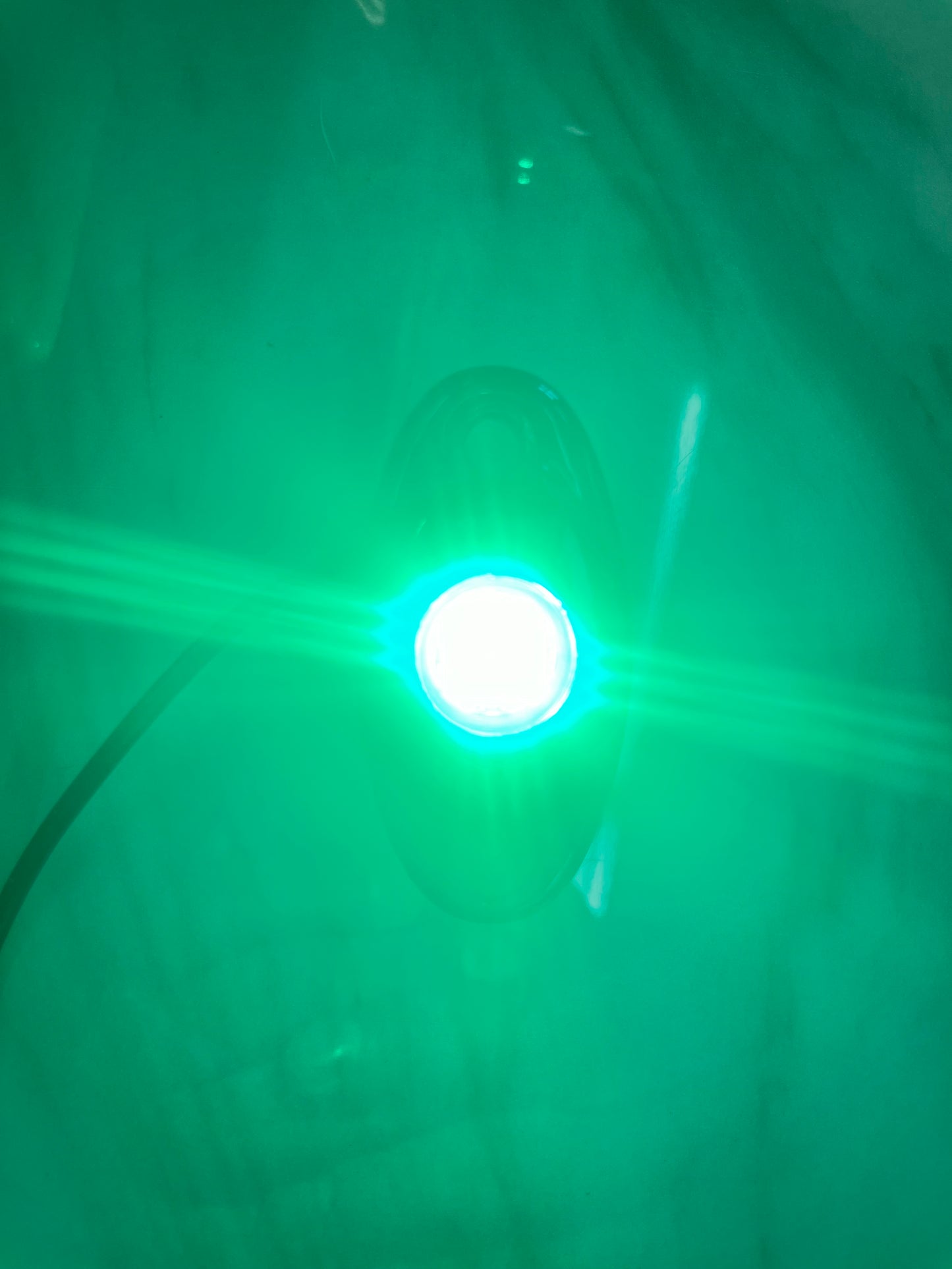 Green Lucky Whips dome light illuminating a stylish outdoor setting with soft, ambient light.