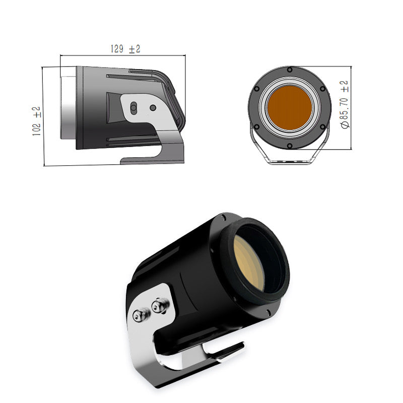 Lucky Whips Laser Pod Lights in pairs, displaying vibrant laser patterns and sleek design for dynamic lighting effects.