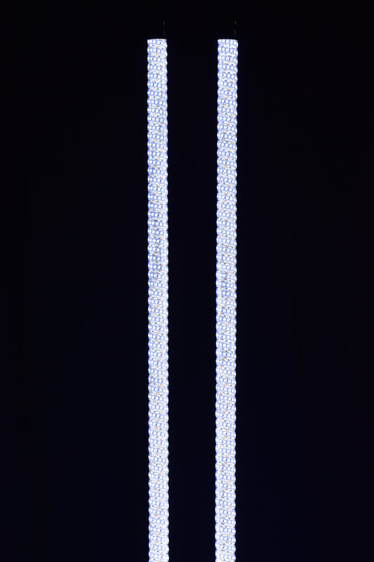 Blue HYPER LED Whips by Lucky Whips, 1-foot LED whips with vibrant light displays, ideal for performances and light shows.