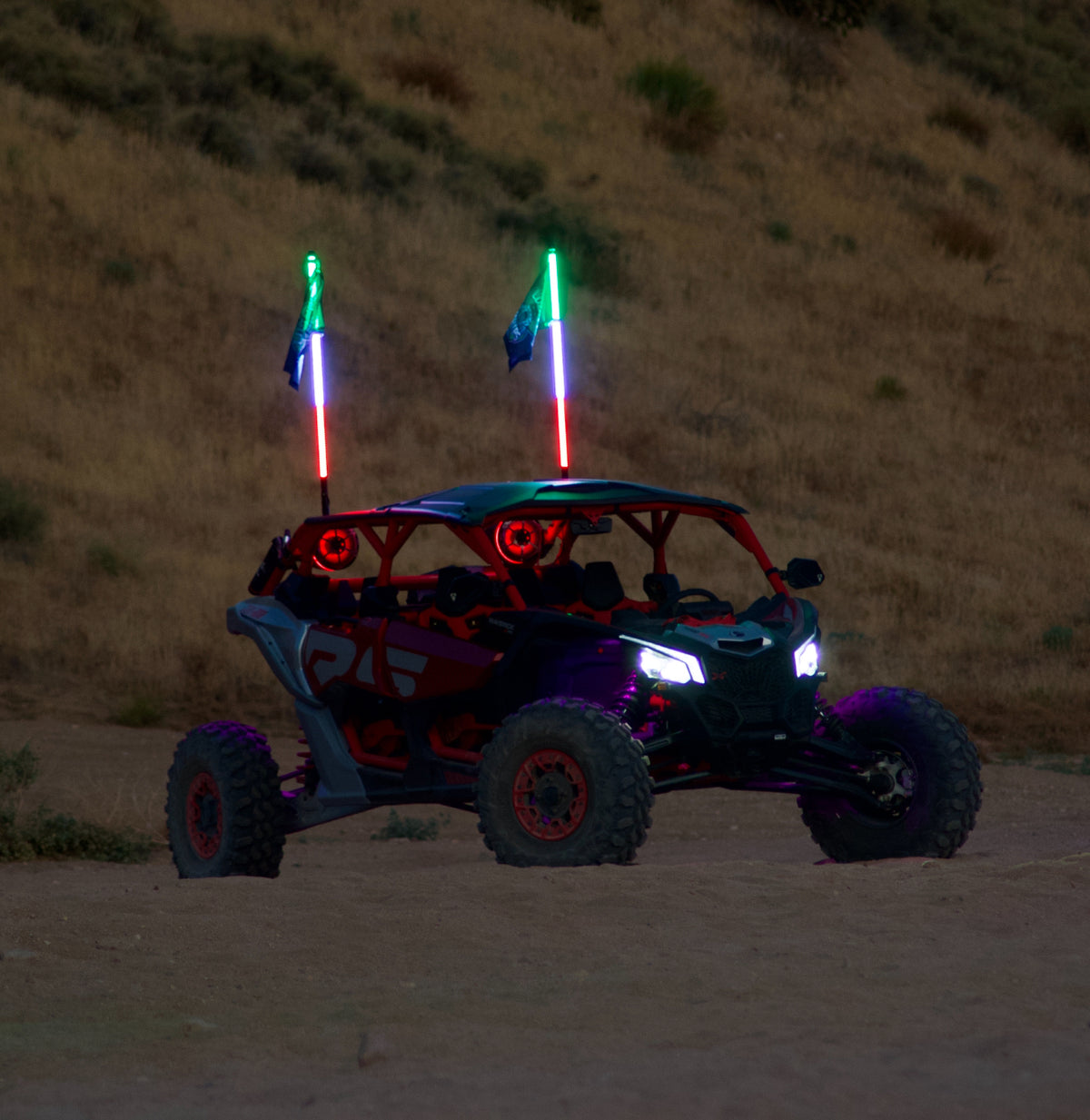 Lucky Whips GWR Hyper LED Whips, 2ft, vibrant light-up LED whip for safety and visibility during nighttime activities.