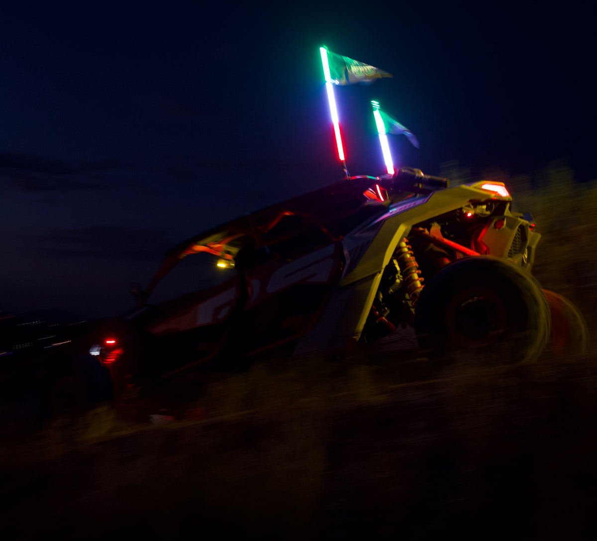 Lucky Whips GWR Hyper LED Whips, 2ft neon-colored LED whips with flexible design for vibrant light displays.