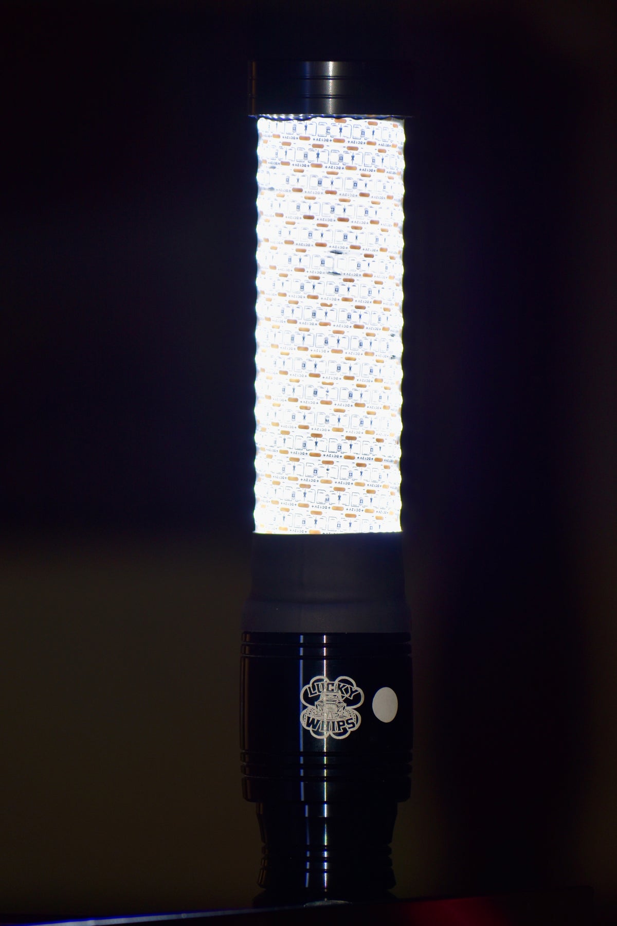 Lucky Whips XTREME HYPER FAT LED Whips, 1ft white light-up whip with thick, bright LED tubing for vibrant visual effects.