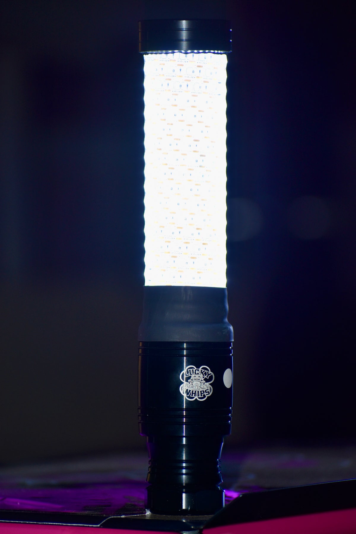 Lucky Whips XTREME HYPER FAT LED Whips, 1ft white LED light-up whips with thick, durable design for vibrant visual effects.