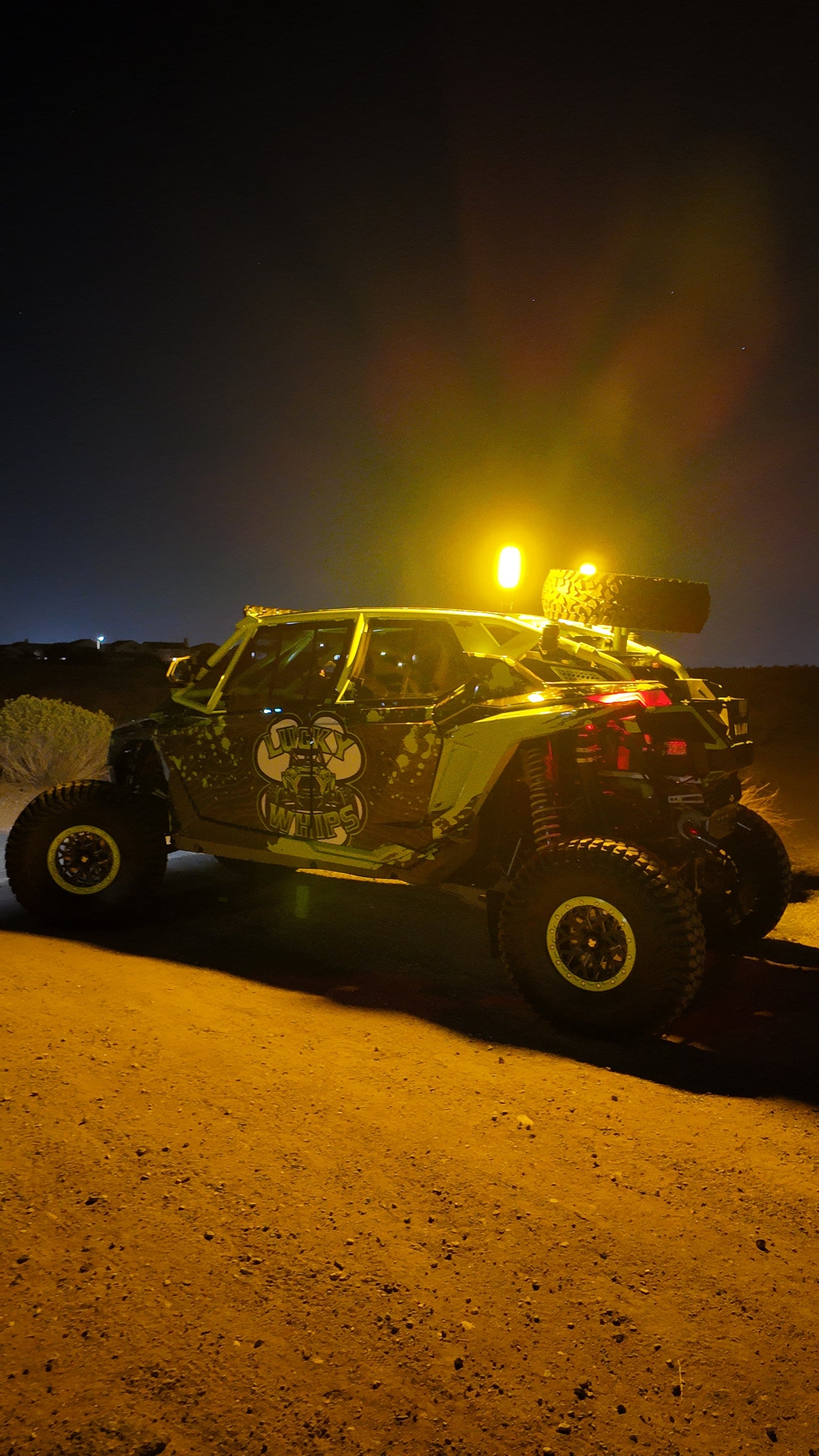 Lucky Whips XTREME HYPER FAT WHIPS with vibrant LED lights, showcasing colorful illumination and flexible design.