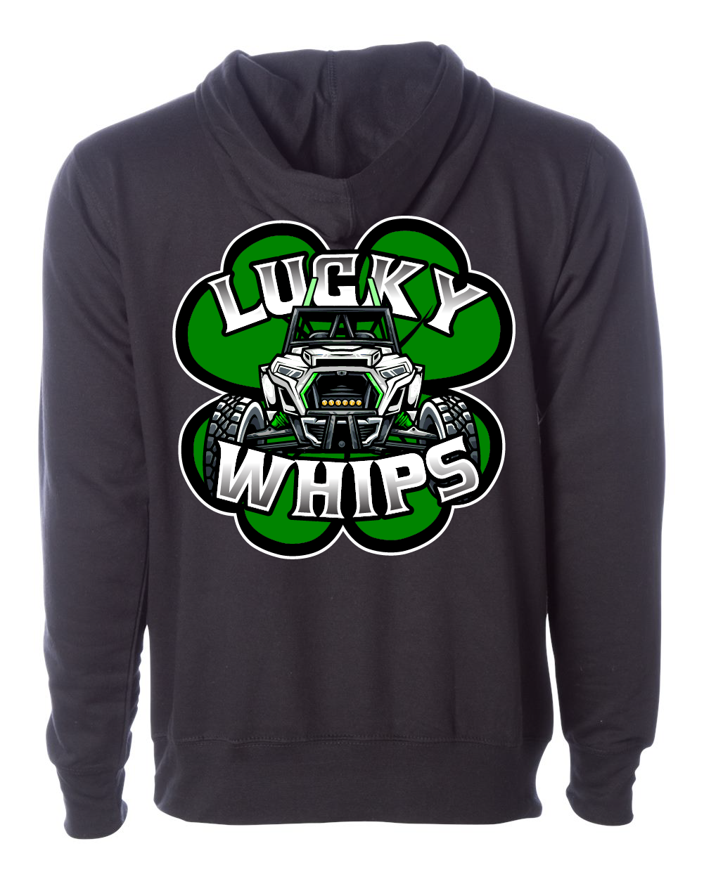 Lucky Whips hoodie sweater featuring a cozy, casual design with a front kangaroo pocket and ribbed cuffs.