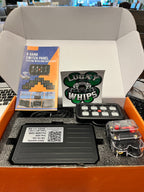 8-gang Bluetooth switch panel by Lucky Whips with multiple toggle switches for home automation control.