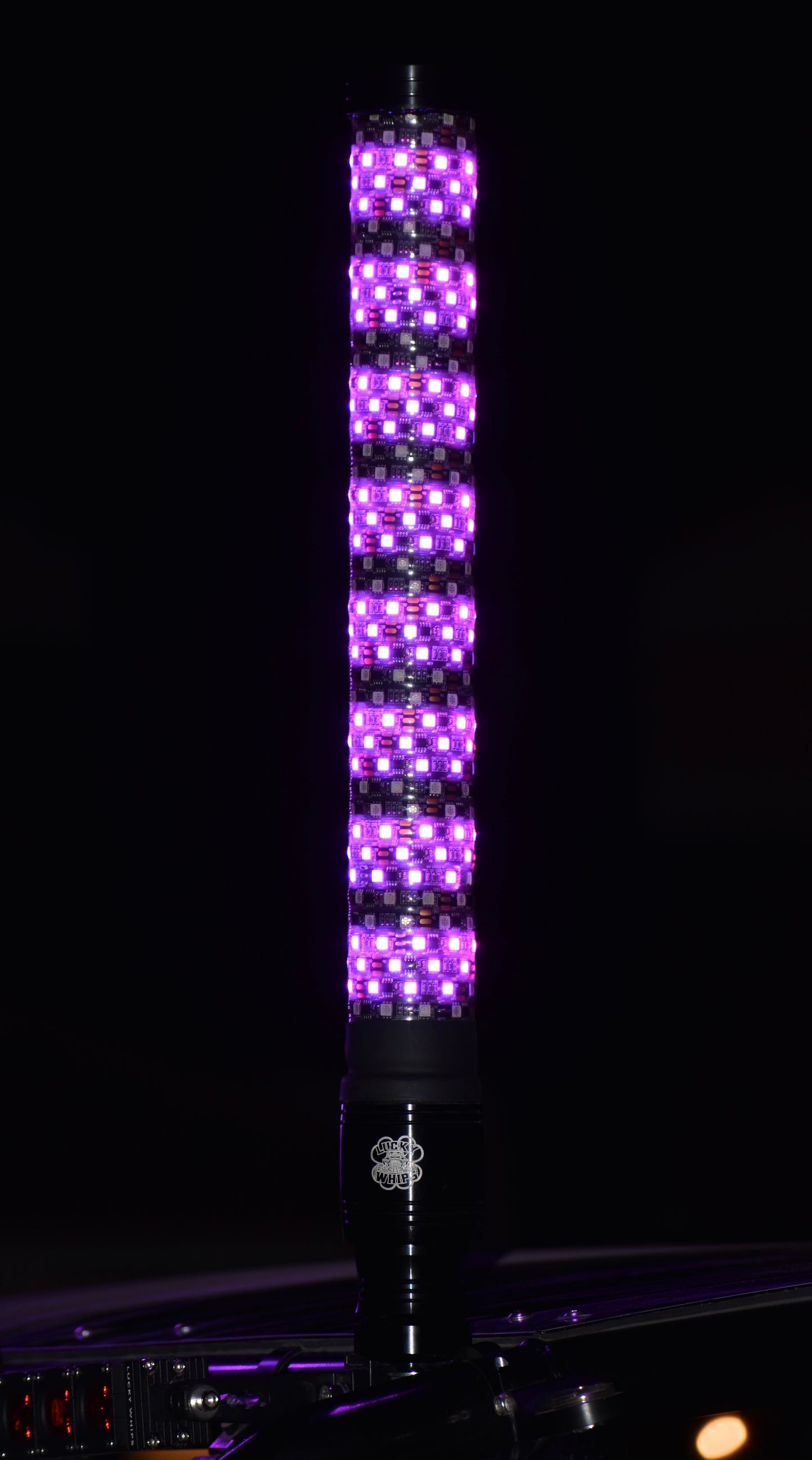 Lucky Whips XTREME 2FT FAT WHIPS displayed with colorful handles and thick, flexible whips for dynamic use.