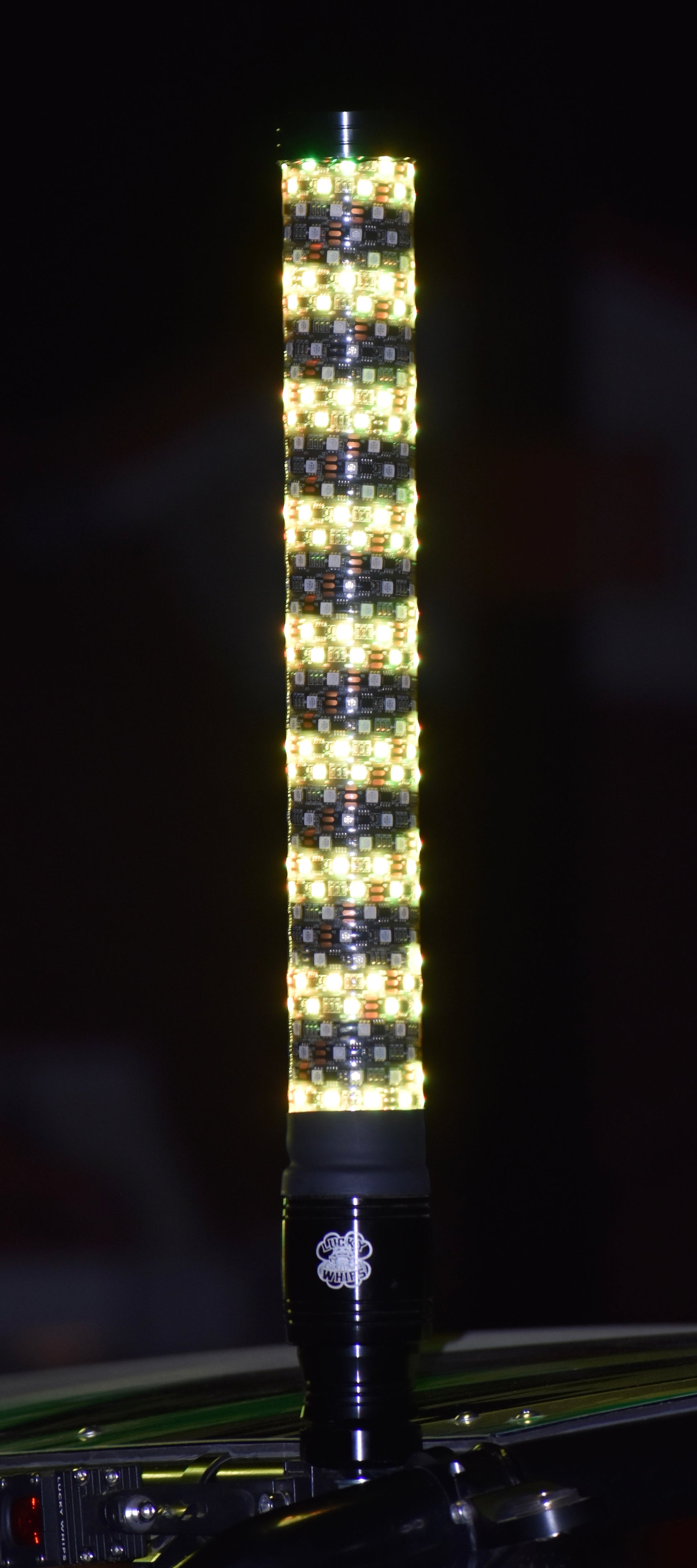 Lucky Whips XTREME 2FT FAT WHIPS featuring vibrant colors and a sturdy handle for optimal performance.