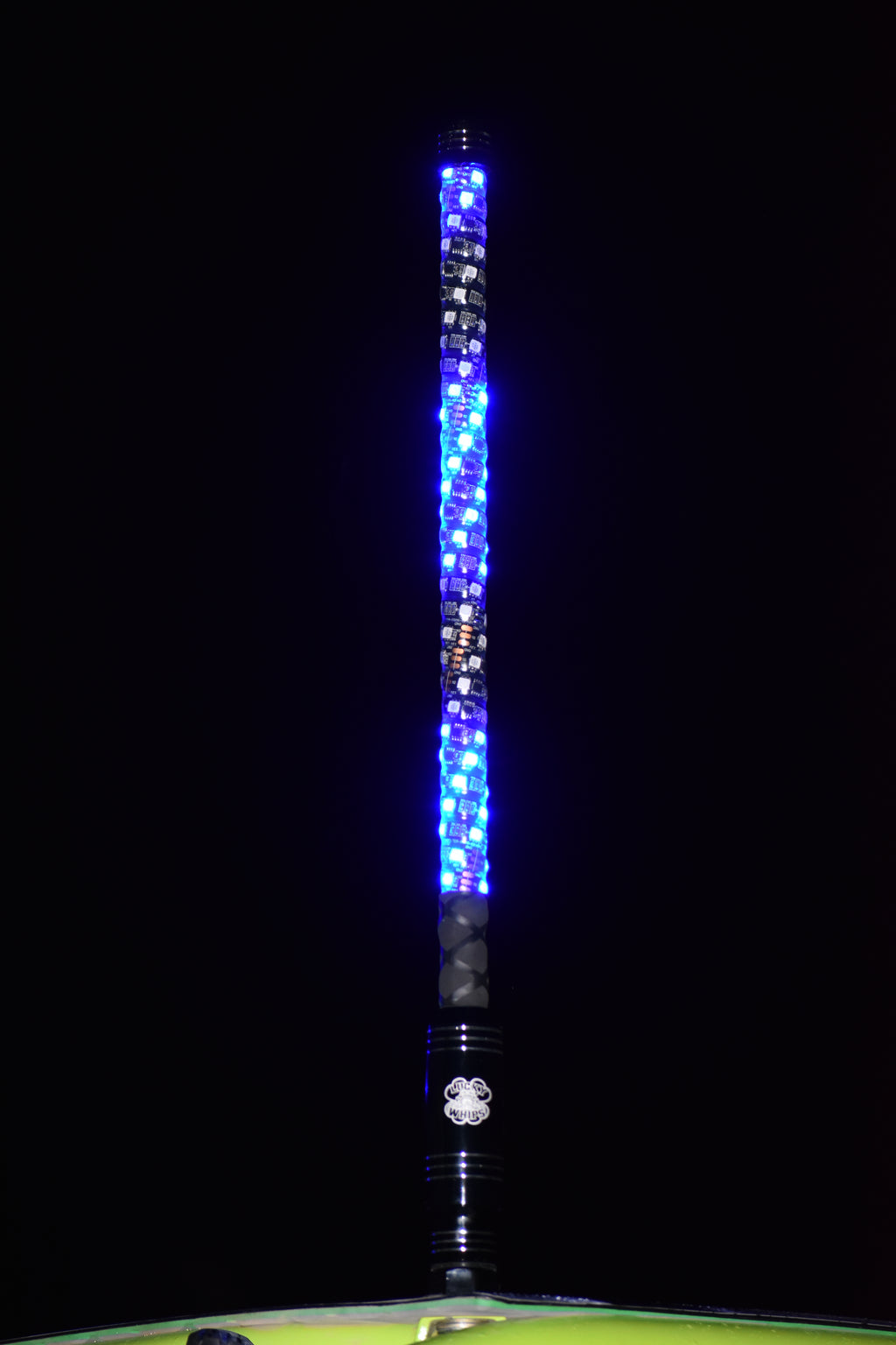 2-foot LED Whips by OG WHIPS, colorful light-up LED car accessories, flexible and bright for vehicle customization.