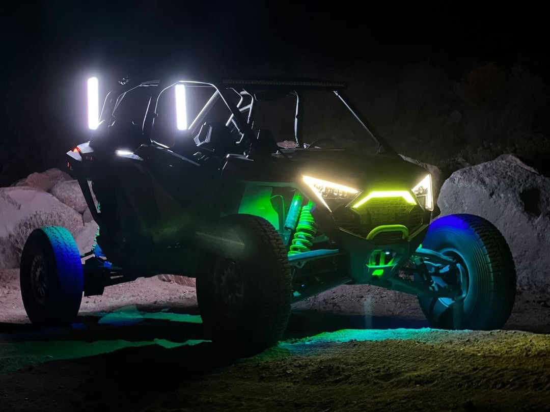 Pro Xp Platform Fang Lights for Pro R, Turbo R, and Pro Xp models, featuring durable LED light bars for enhanced visibility.