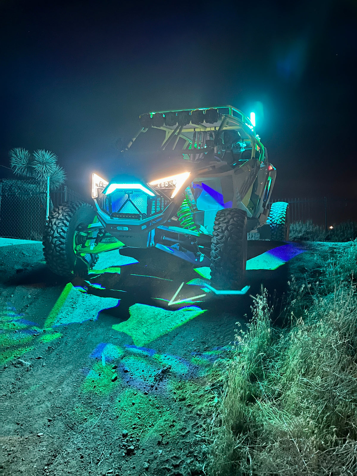 RGB LED Rock Light Kit with four pods, colorful lighting for off-road vehicles, by My Store.