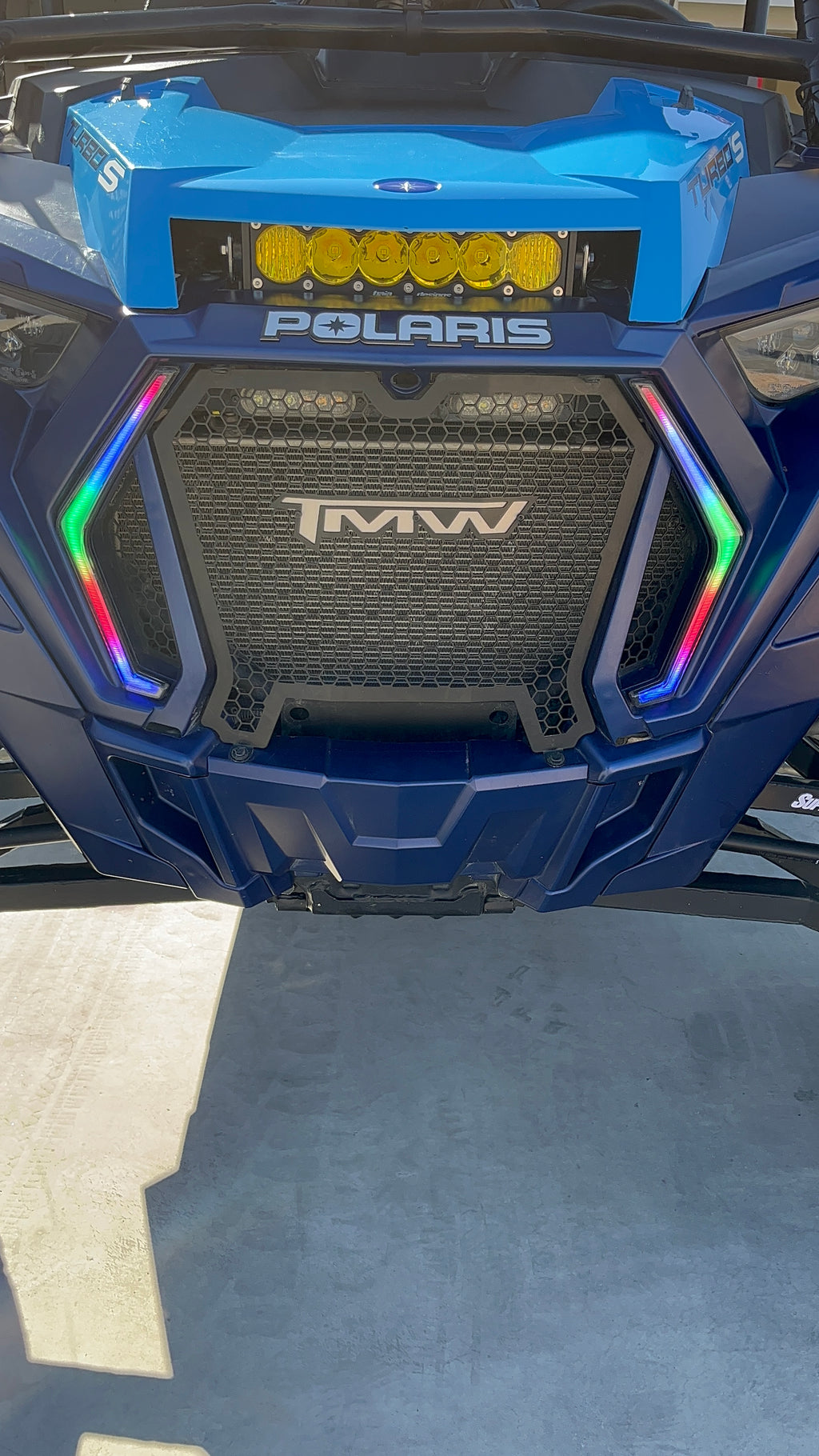RZR Fang Lights from Lucky Whips, featuring sleek LED design with bright illumination for off-road vehicles.